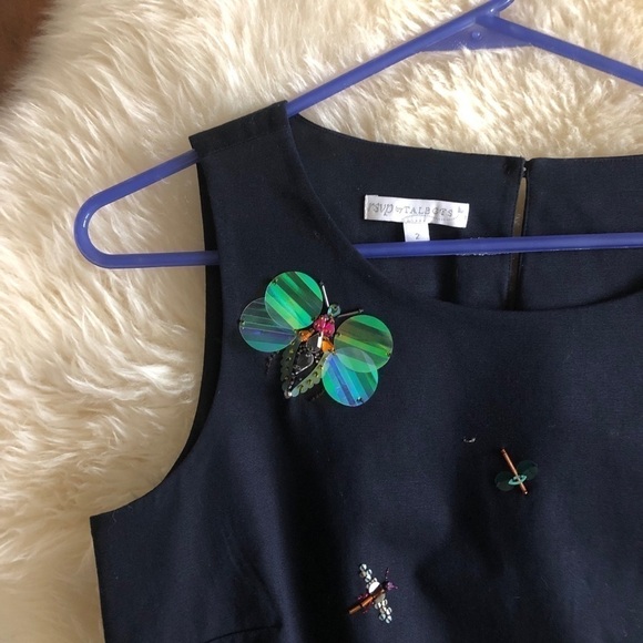 RSVP Talbots Faille Sequin Beaded Jewel Insect Top - Picture 6 of 10